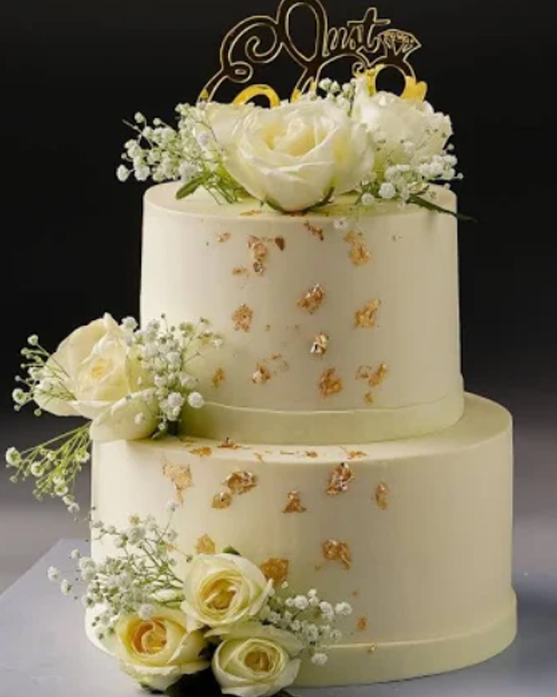 Ivory Gold Wedding Cake